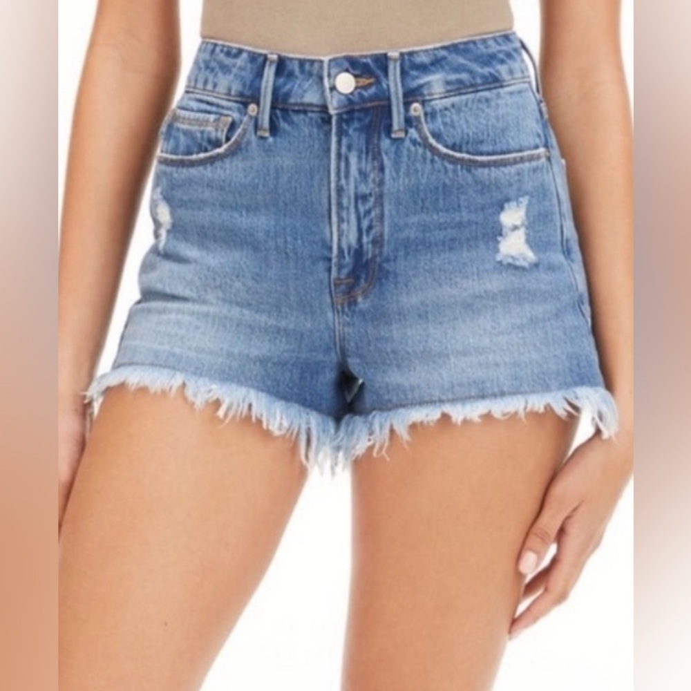 Good American Distressed Button Fly Denim Shorts 2 / 26